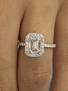 1.78ct Emerald Shape Labcreated Diamond Proposal Ring E/VVS2 14K White Gold - Picture 1 of 12