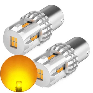 AUXITO 1156 BA15S Amber 3000K Rear Turn Signal Blinker Corner LED Bulbs Light 2X - Foto 1 di 12