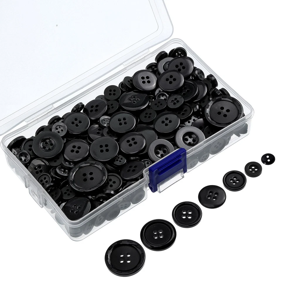 Bememo 400 Pieces Black Buttons for Crafts 0.28 inches to 1 inches
