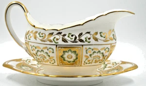 HERMOSA JARRA Y SOPORTE PARA BOTE SALSA PANEL VERDE ROYAL CROWN DERBY PRIMERA CANTIDAD SIN USAR - Imagen 1 de 7