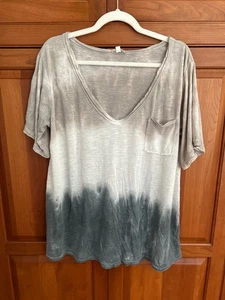 EUC Damen Medium Pol Anthropologie Half Tie Dye V-Ausschnitt T-Shirt 2XL - Bild 1 von 7