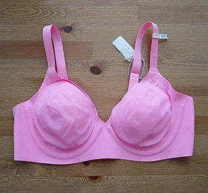 Smoothez by Aerie Bra 40D Hot Pink Plunge Padded Underwire Logo Super CUTE NWT - Picture 1 of 15