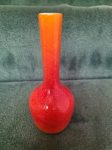 VTG MID CENTURY MODERN ROYAL HAEGER RED ORANGE Speckled BUD BULB VASE 7.5" Tall - Picture 1 of 7