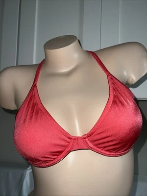 Vintage Venus Bikini Top Swim Underwire Bra Shiny Pink Cup Size C - Image 1 of 4