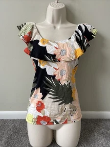 Ann Taylor Loft Tropical Floral Print Ruffle Shirt (XS) - Picture 1 of 2