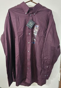 Hathaway langärmliges Button Down Herrenhemd kariert X-Large bügelfrei neu mit Etikett - Bild 1 von 6