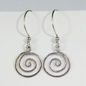 Sterling Silver Geometric Swirl Whirl Drop Dangle Earrings - Picture 1 of 13