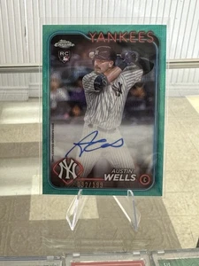 2024 Topps Cromo Austin Wells Novato Auto Aqua Wave Refractor/199 Yankees RAAW - Imagen 1 de 2