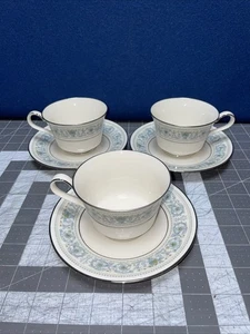 Monteleone by NORITAKE 7569 Set of 3 Coffee Cups & Saucers Green Blue Scrolls - Picture 1 of 5