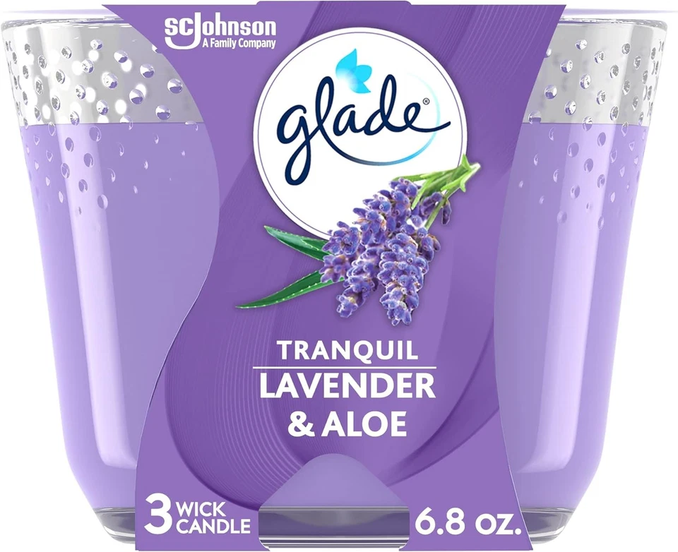 Glade 3-Wick Lavender Scented Candle, Tranquil Lavender & Aloe, 6.8 Oz - Image 1 of 4