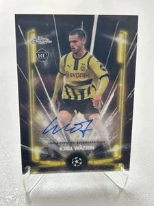 2024-25 Topps Chrome Kjell Wätjen Black Lazer Auto RC Borussia Dortmund UCL - Imagen 1 de 2