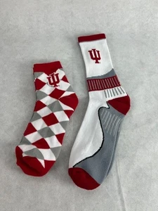 Indiana Hoosiers Men's Large Crew and Quarter Socks 2 Pairs - Picture 1 of 2