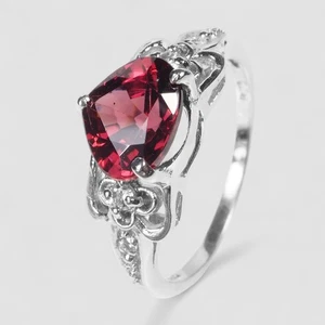 Anelli gioielli fatti a mano in argento sterling 925 granato rodolite rosso glamour 1,86 ct - Foto 1 di 10