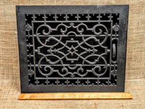Cast Iron FLOOR VENT GRATE with working Louvers ~ 8" x 10" ~ Signed - Bild 1 von 9