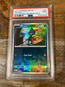 Pokemon 2025 Prismatic Evolutions Master Ball Holo SNEASEL #061 PSA 9 Mint RARE - Picture 1 of 2