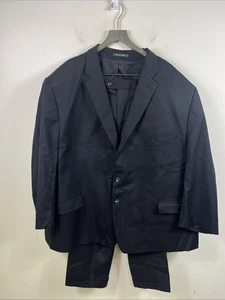 Lauren Ralph Lauren 100% Wool Stretch Classic Black Suit Jacket 2 Button Sz 58 R - Picture 1 of 7