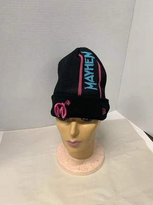 Gorro Overwatch League Florida Mayhem New Era tejido negro con logotipo rosa Foto 1 de 4