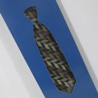 Corbata de seda Paul Fredrick Chevron a rayas verde púrpura nueva en caja Foto 1 de 4