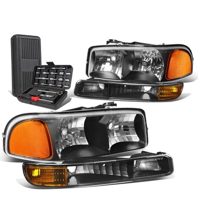 Faros de señal ámbar negro para GMC Sierra 1999-2007 + lámparas de parachoques + caja de herramientas Foto 1 de 4