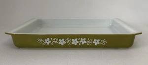Vintage Pyrex Crazy Daisy Spring Blossom Green Casserole Pan Baking Dish 9x13 - Picture 1 of 12