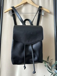 Forever 21 Black Faux Leather Med Shoulder Backpack flap down - Picture 1 of 7