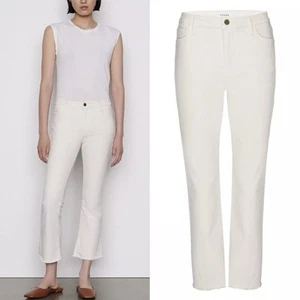 Frame Denim Le Crop Mini Boot Raw Fray Jeans in Au Natural Cropped Size 26 - Picture 1 of 11