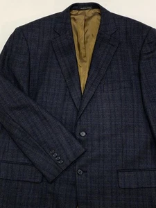 Pendelton Blue Rust Herringbone Windowpane Plaid Soft 100% Wool Sport Coat 48R - Picture 1 of 9