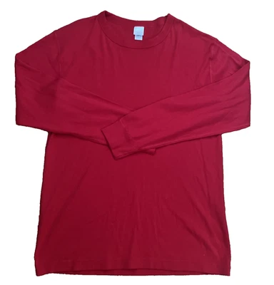 Hanna Anderson Mens Thermal Long Sleeve Sleep Top Organic Cotton Red Large - Image 1 of 4