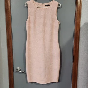 Vtg Tommy Hilfiger Sleeveless Ribbed Textured Sheath Dress in Blush Pink Size 10 - Picture 1 of 7
