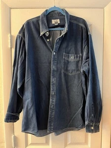 Men Armani Exchange Denim Blue Long Sleeve Shirt XL-used - Picture 1 of 4