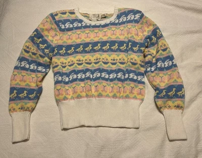 Vintage Moussie Susan Bristol Knit Sweater Easter Bunnies Ducks Sz 36 / Size S - Image 1 of 4