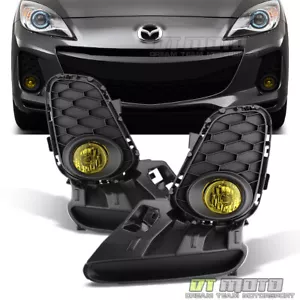 2012-2013 Mazda 3 Mazda3 Sedan 4/5Dr Yellow Bumper Fog Lights Lamps+Switch 12-13 - Picture 1 of 6
