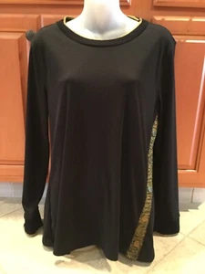 DONNA KARAN NEW YORK BLACK LABEL VTG BLACK/GOLD LAME  SZ M LONG-SLEEVE  - Picture 1 of 9
