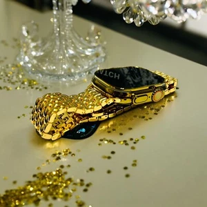 Custom Apple Watch ULTRA 2 49mm GOLD Anodized Titanium Gold Plated Links Band - Picture 1 of 17