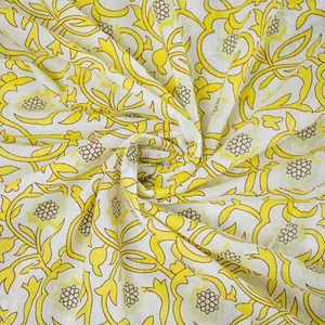 By The Yard Indian Cotton Home Decor Block Print Floral Fabric Womens Clothing - Picture 1 of 5