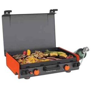Campana y mango de plancha de camping propano de 2 quemadores Adventure Ready 20x14 pulgadas - Imagen 1 de 11