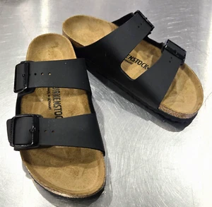 BIRKENSTOCK ARIZONA BUCKLE SLIDE SANDAL BLACK Women's 7-7.5 (Men's 5) $115 - Picture 1 of 6