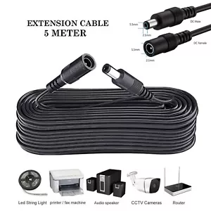 5 Meter Power Extension Male To Female DC Cable For CCTV Security Cameras LED - Picture 1 of 10
