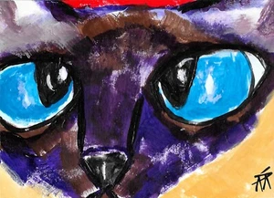Aceo Print Cat Painting Abstract Original Collectible Art by Samantha McLean - Picture 1 of 1