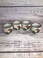 4 Vintage Otagiri Tea Sake Cups Stoneware Hand Crafted Strawberry Japanese 