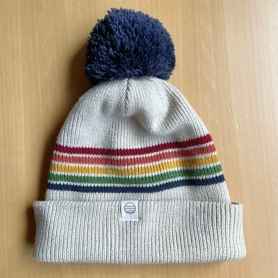 Gorro Capa Marina Beige Pom Pom Rayas Unisex Multicolor Tejido Sombrero Talla Única Foto 1 de 4