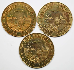 1960 Prince Rupert BC 50th Anniversary Golden Jubilee Tokens (Lot of 3) - Picture 1 of 2