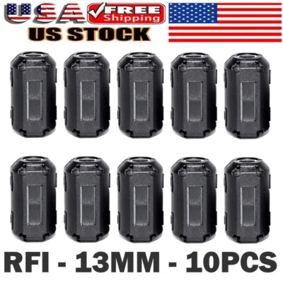 10PC 13mm Ferrite Beads Clip-on Ring Core RFI EMI Noise Filter Clamp Choke Coil