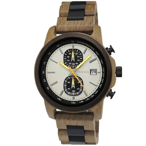 Holzwerk SUDERBURG Herren Holz Uhr Chronograph & Tachymeter, beige, schwarz gelb - Bild 1 von 7