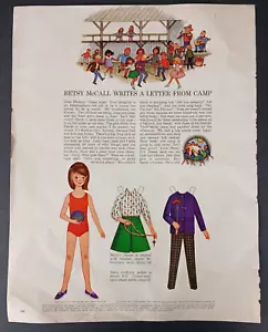 Betsy McCall schreibt einen Brief aus dem Camp Vintage Druck Werbung Papier Puppenkleidung - Bild 1 von 3