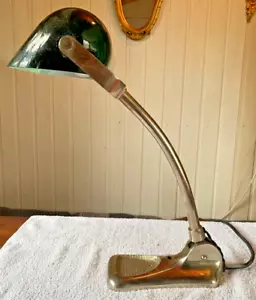 Bankerlampe Original ca. 1920, Tischlampe Schreibtisch-Lampe Glasschirm Grün - Bild 1 von 8