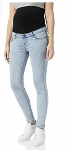 Ladies Maternity Jeans Skinny Denim Jeans size 34W /32L Blue Vintage Wash Jeans - Picture 1 of 4