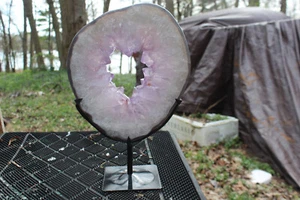 Very Beautiful Very Excellent Quality Amethyst Geode Slice/Ring - Picture 1 of 8