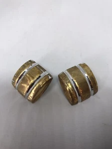 square Gold And Silver Earrings - New And Handmade - Picture 1 of 2
