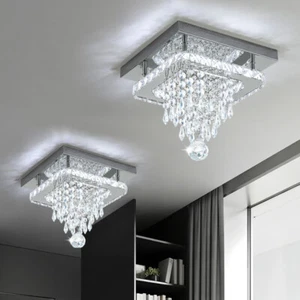 Crystal LED Ceiling Light Modern Flush Mount Chandelier Lights Living Room Lamp - Picture 1 of 9